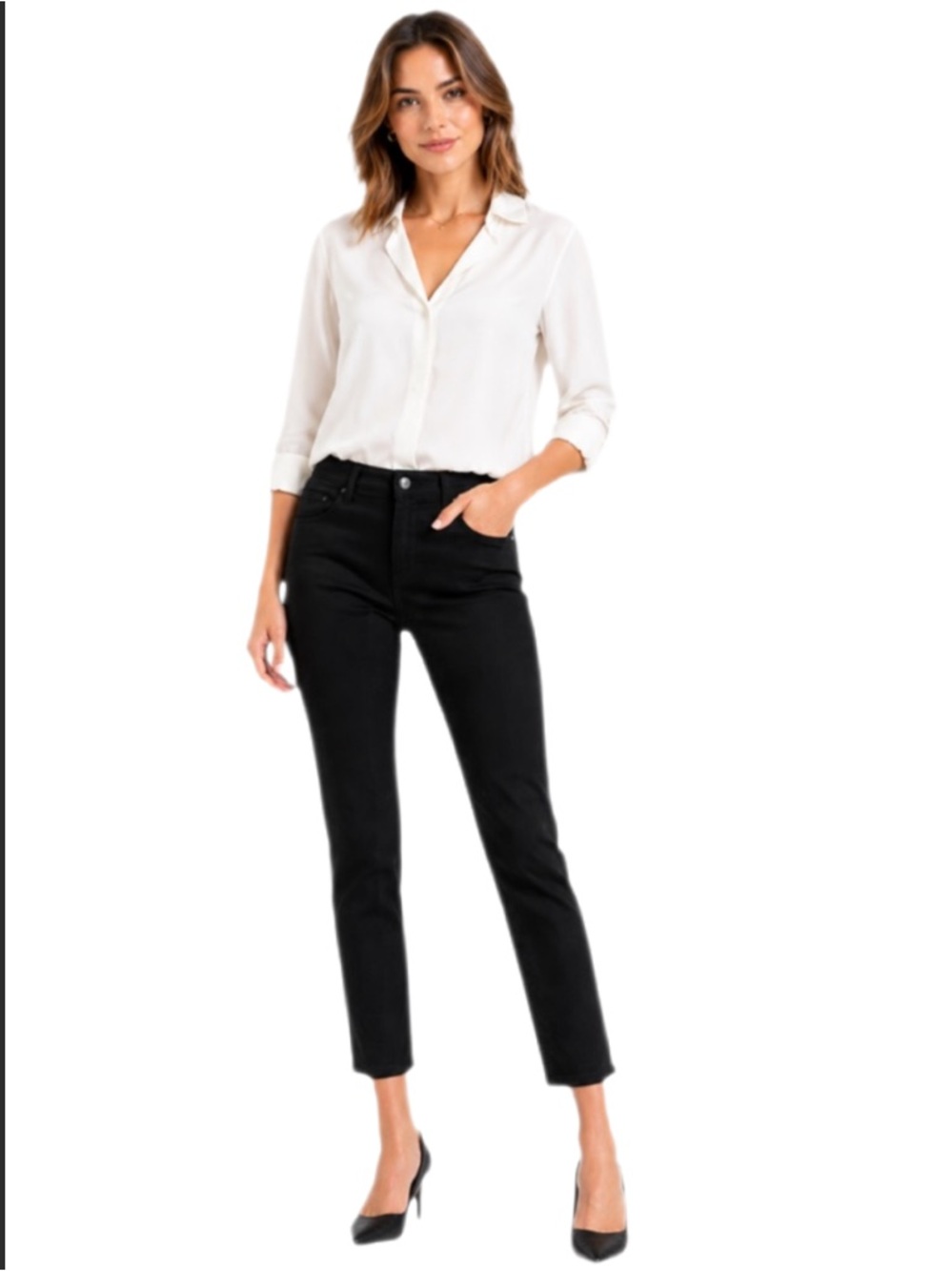 Sonoma Slim Straight Pants Black Mid Rise Stretch Petite 12PS — Size 12P
